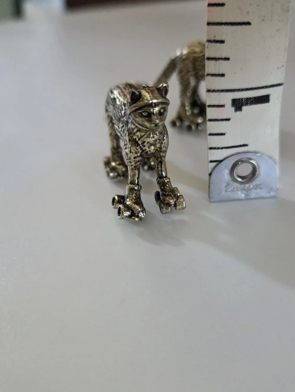 Vintage Style Cat Roller Skates Miniature Figurine Bronze Tone Kitty Skating